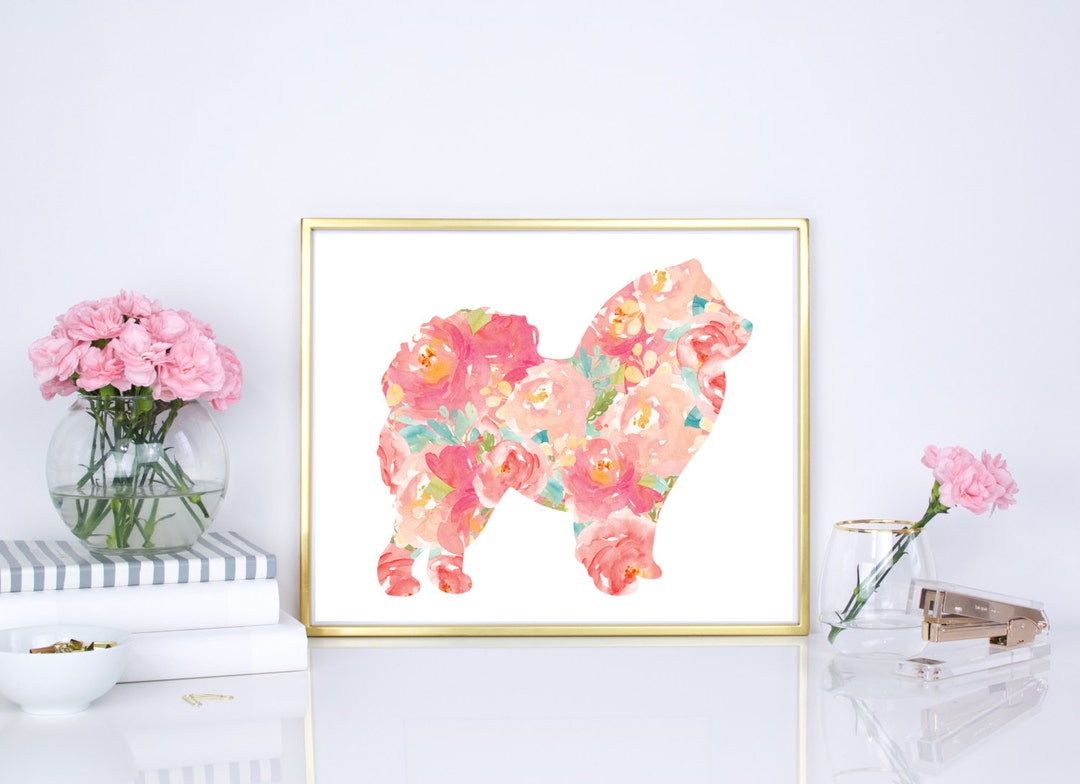 Floral Nursery Wall Decor, Floral Nursery Print, Watercolor Dog Print ...