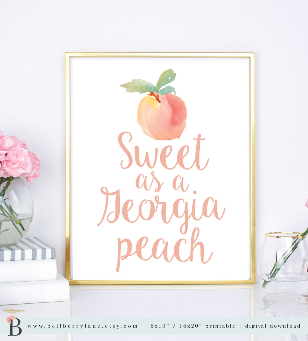 Sweet as a Georgia Peach, Georgia Printable, Peach Party Decor, Peach ...