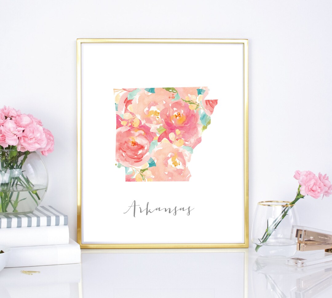 Arkansas Flower Watercolor State 8x10, 16x20 Print - DIY Printable ...