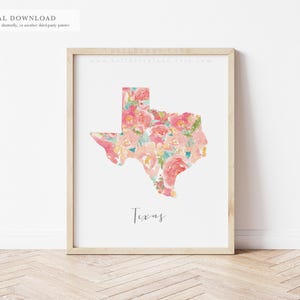 Texas State Blumen Aquarell - 8x10, 16x20 druckbares Geschenk