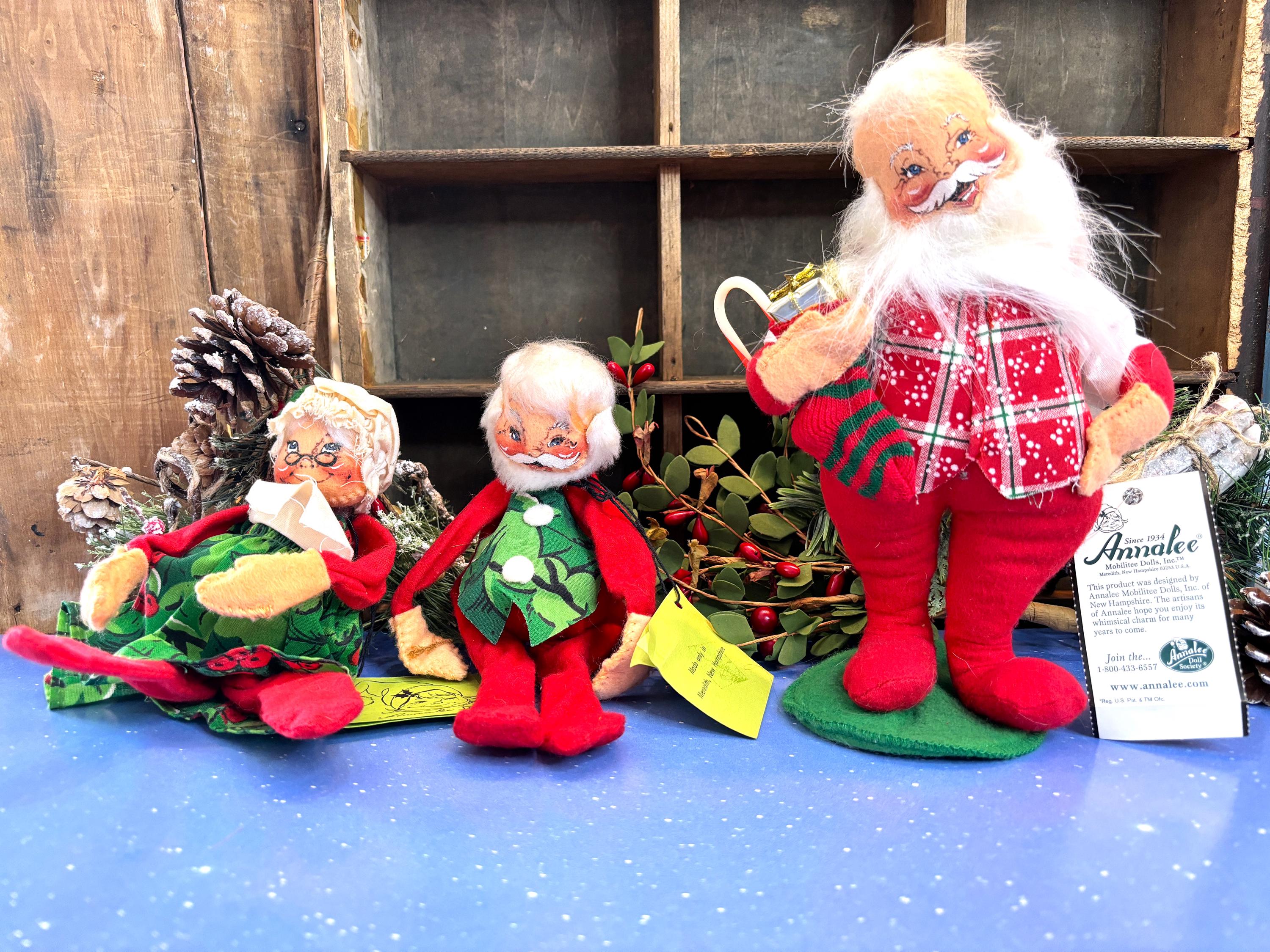 Vintage 60's -70's Annalee Dolls - Sold Separately-  Mr. And Mrs. Claus, Stocking Stuffer Santa  - Collectible Christmas Dolls