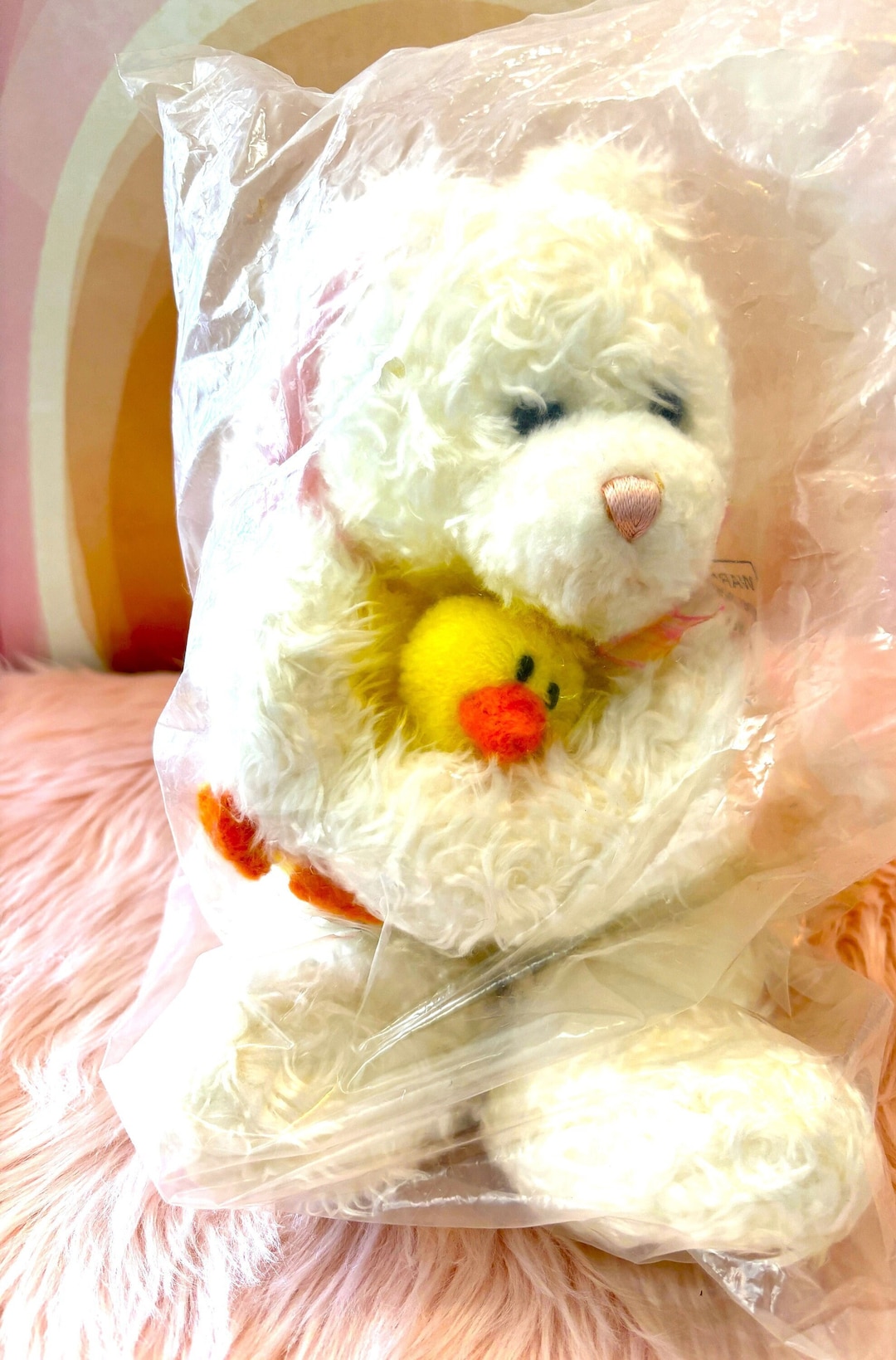 RARE Vintage Gund Plush Easter Bunny and Baby Duck cotton and Candy New ...