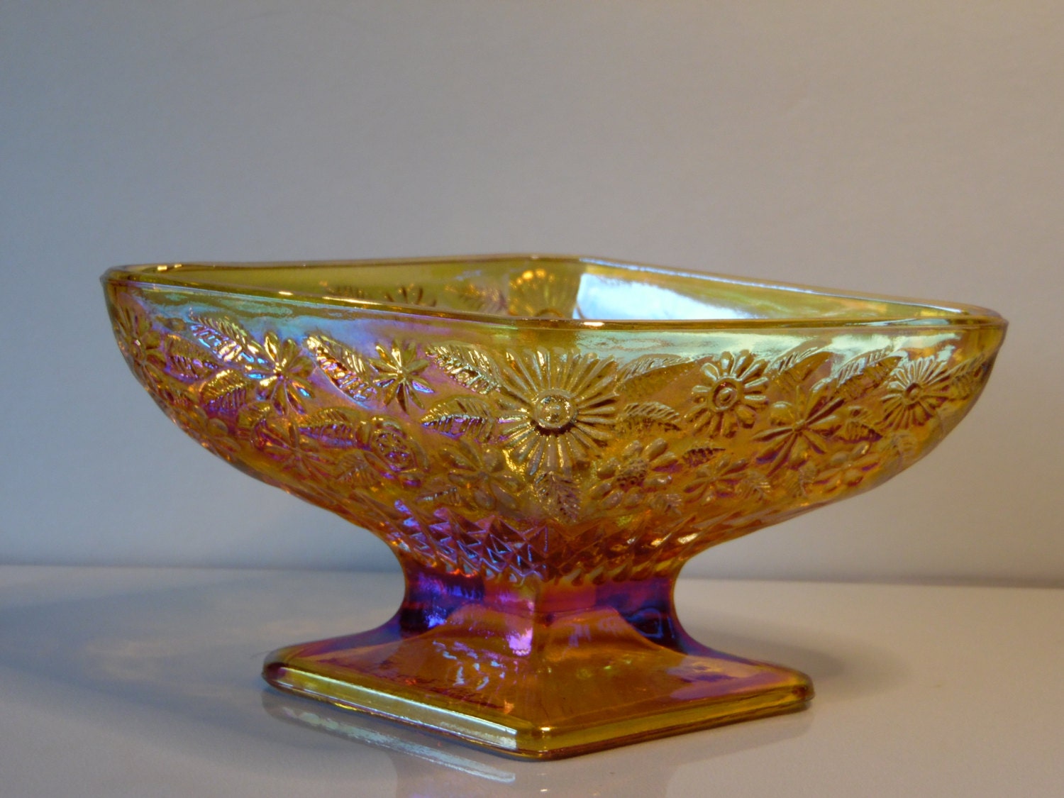 Vintage Amber Carnival Glass Candy Dish Candy Bowl Etsy