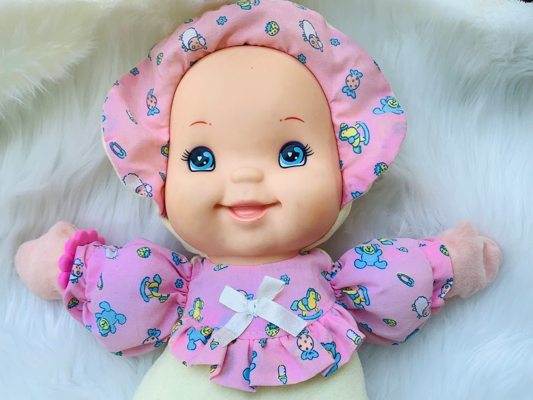 Vintage Baby s First Giggles Soft Baby Doll by Goldberger Giggle Sound Works 13 Soft Cuddly Doll Etsy