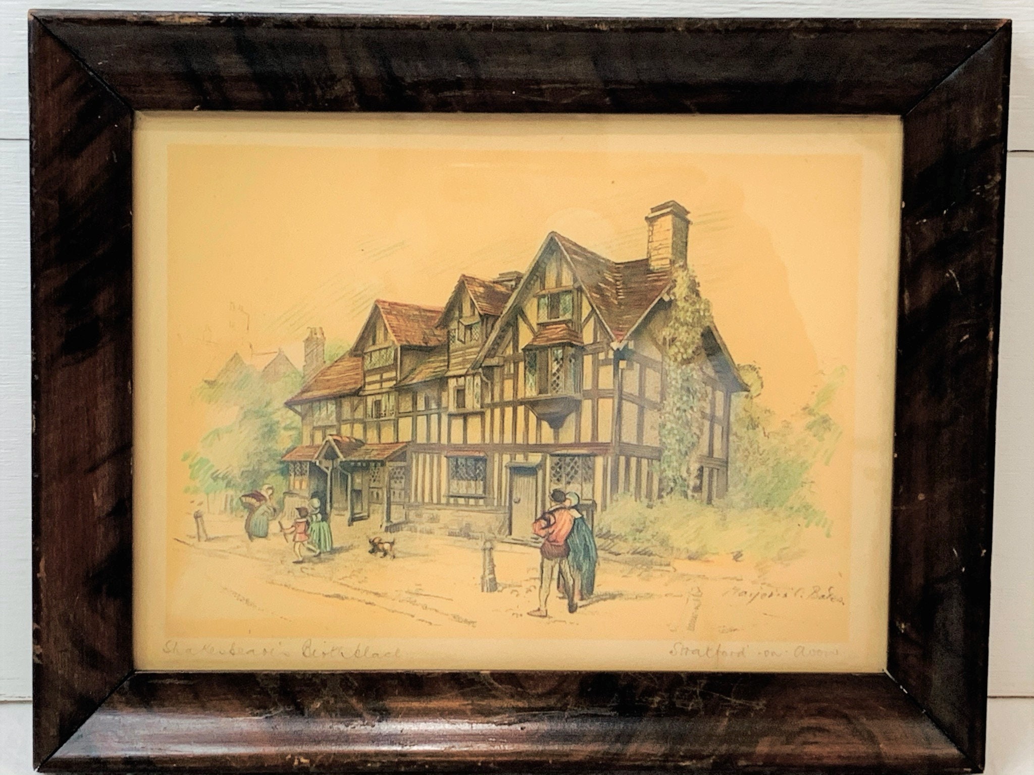 2 Vintage Colored Lithograph Print Anne Hathaway's Cottage Etsy