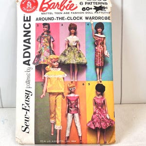 1962 Advance Sew-Easy Pattern 2896 "Around-the-Clock-Wardrobe" for 11.5-Inch Vintage Barbie - Midge - Physical Pattern, Not PDF
