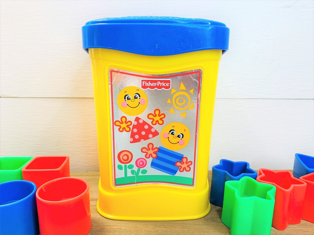 Vintage Fisher Price Shape Sorter Blocks Toy 12 Blocks Triangles Stars