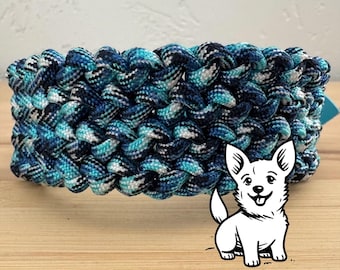 Turquoise Snake Dog Collar, Dark Blue Dog Collar, Handmade Dog Collar, Paracord Collar for Dog, Pet Collar, Gift for Dog, Dog Owner Gift