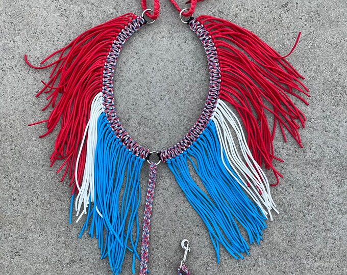 Red White & Blue Paracord Fringe Breast Collar Fringe Etsy