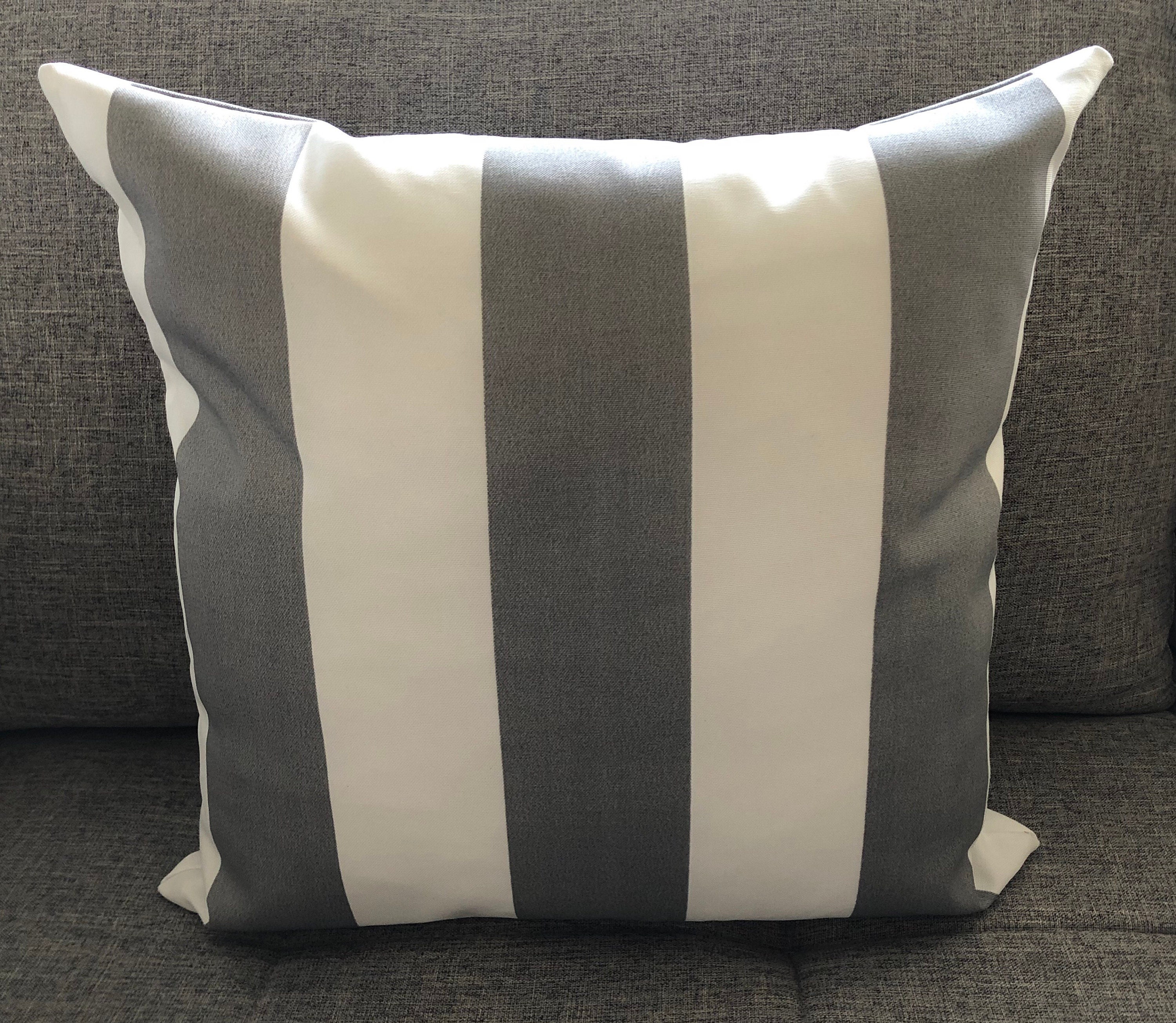 Outdoor Vertical Stripes Gray Grey White Cushion/pillow Cover Coussin/couvreoreiller Etsy Canada
