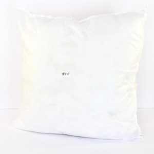 May include: A large, white pillow insert, approximately 45.7 x 45.7 cm, is displayed against a white background. The pillow is filled with fluffy material, and the dimensions are printed in black text on the pillow.