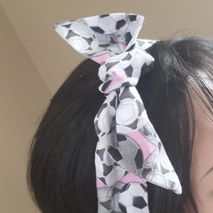 Soccer Design Head Neck Scarf, Headband, 100% Cotton, Gift.
