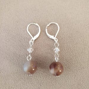 Single Gemstone Earring, Precious, Semi-precious Gemstone, Sterling silver Earwire Hook, Swarovski crystal beads Earring.