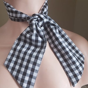Checked Head Neck Scarf, Headband, 100% Cotton, Gift.