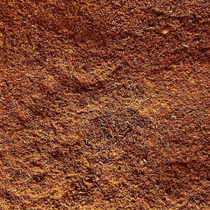May include: Close-up of a pile of ground cinnamon, a warm brown spice with a slightly reddish hue. The cinnamon is finely ground and has a slightly rough texture.