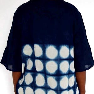 Shibori blouse/ shibori blouse/ hand dyed top/ tie dye blouse/ natural cotton blouse/ shibori cotton / gift/indigo top