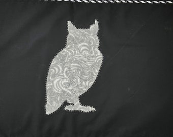 Gray Silver Swirls Owl Table Runner