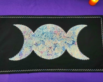 Blue Batik Flowers Triple Goddess Runner