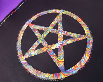 Rainbow Swirl pentacle altar cloth