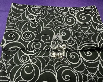 Black / Silver Webs and Spirals Fabric Tarot Bag for Standard Size deck