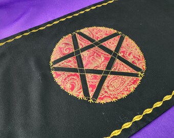 Red and Gold Pentacle Altar Cloth