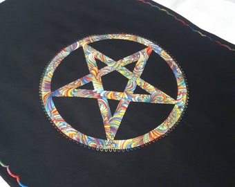 Rainbow Swirl pentacle altar cloth
