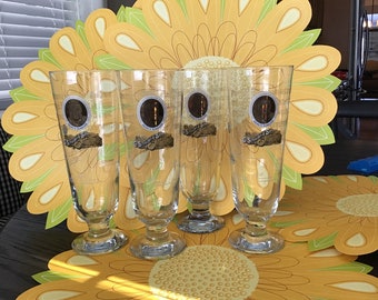 Vtg G. Schneider & Sohn Commemorative Beer Glass 9.25” (4)