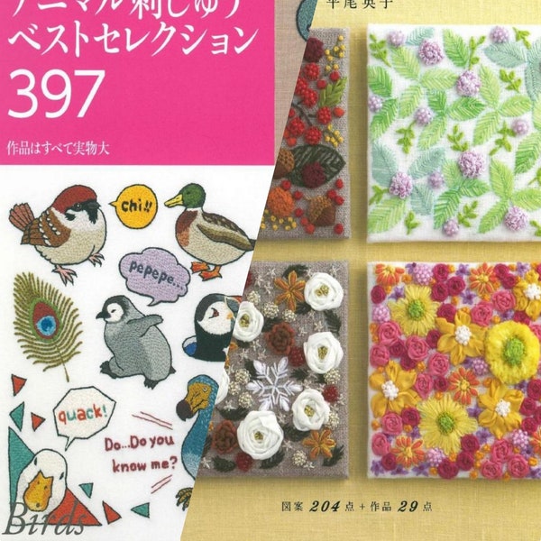 COMBO Zwei Bücher Blumen & Tiere Stickerei | Ebook japanische Handwerk | Muster Anfänger PDF