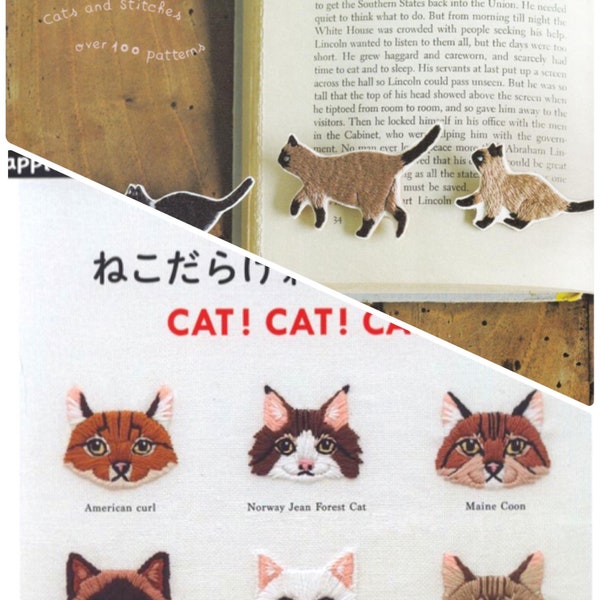 New Two Cute Cat Embroidery Craft Book [ Combo Sale Japanese Craft eBook ] Handmade Cats PDF Pattern