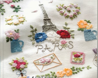 French Paris Motiv Embroidery Ebook Japanisches Handwerk, Book Flowers PDF Japan Beginner Download