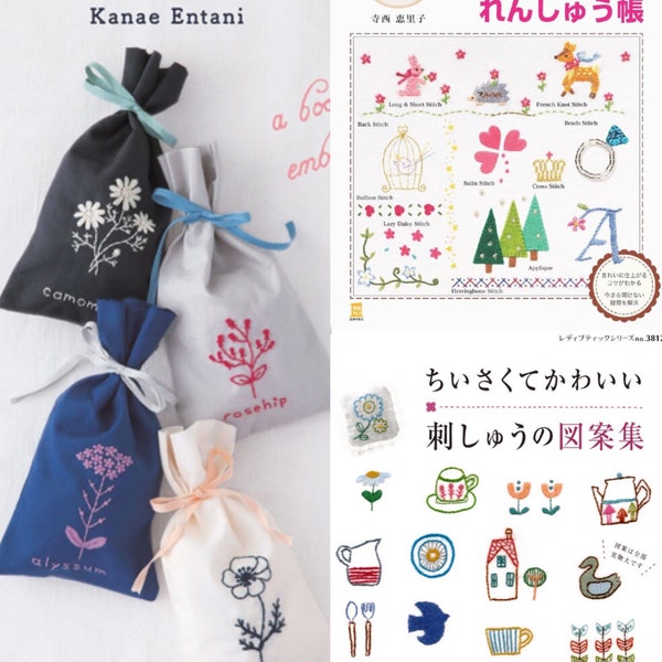 COMBO 3 Livres Mignon Petit Broderie Ebook Designs Artisanat Fleur Japon Fait à la Main