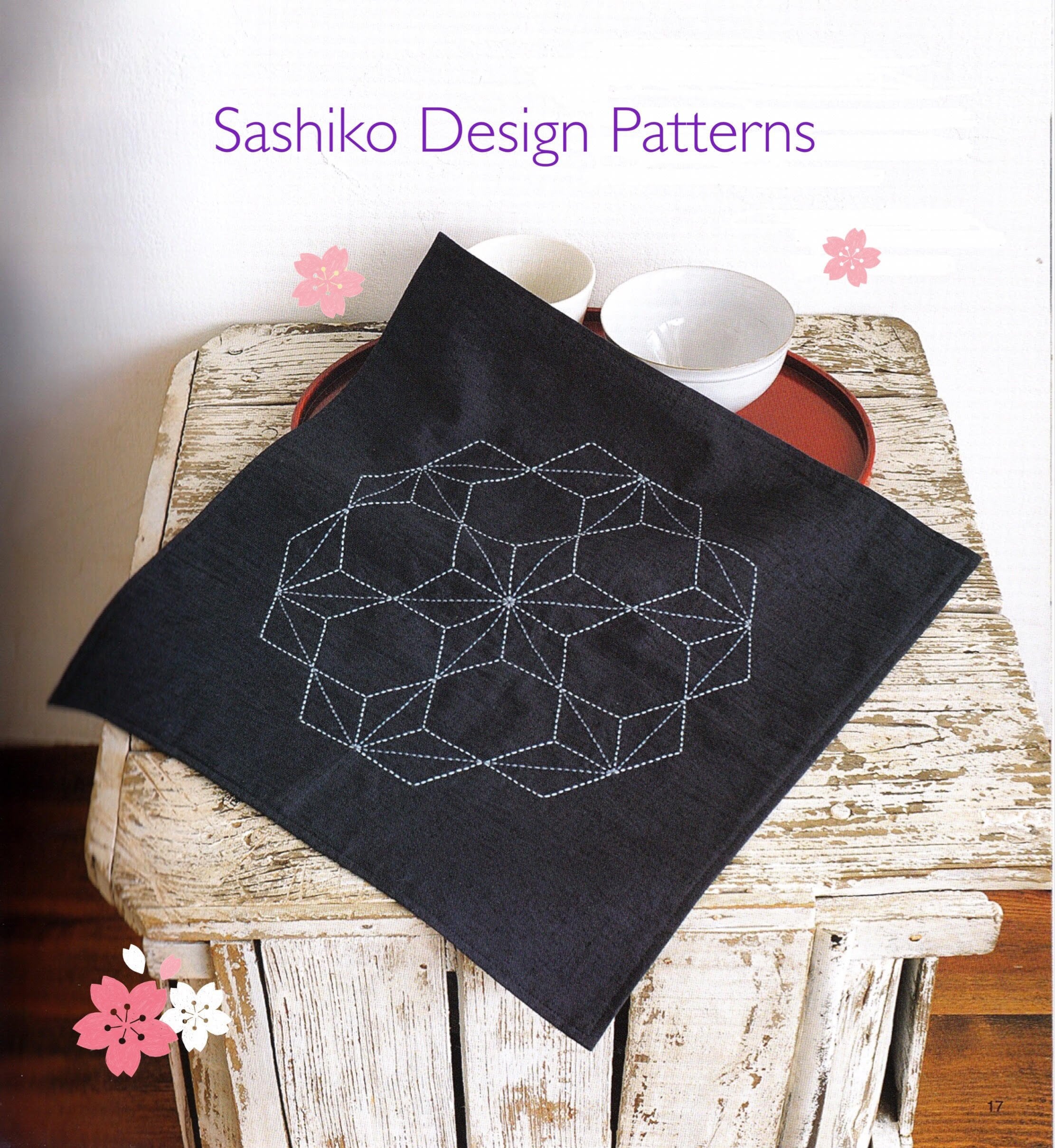 Set of 6 Sashiko Style Patterns, Nature Design, Hand Embroidery Design,  Instant Download, Needlepoint, Embroidery Patterns, Sashiko Style 