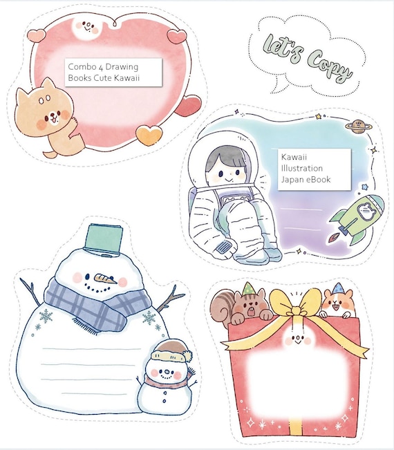 NEW COMBO Four Books Kawaii Cute Illustrations with Ball Point Pens ebook - Japanese Drawing Doodle Bullet Journal PDF