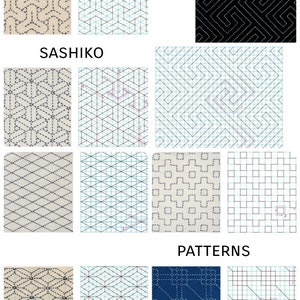 Sashiko Embroidery Japanese Patterns Set PDF instant download digital printable