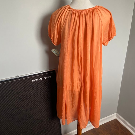 Vintage 1960s Deadstock Orange Nylon Nightgown OS - image 2