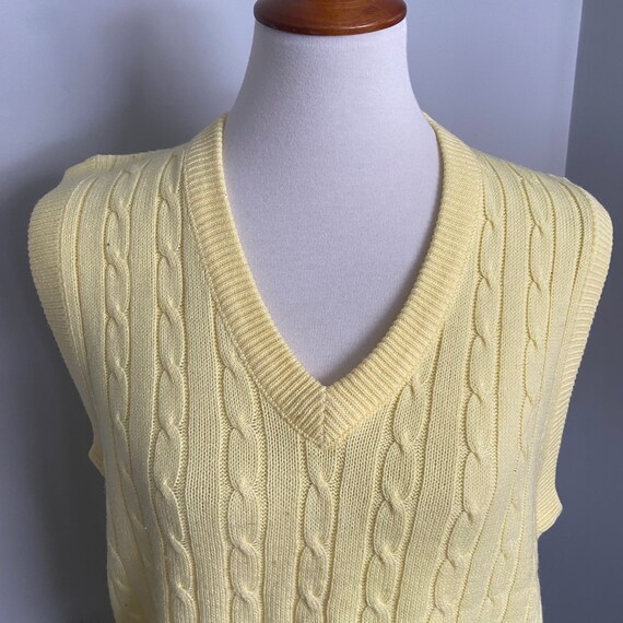 Vintage Sears Butter Yellow Cable Knit Sweater Ve… - image 5