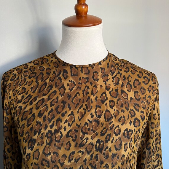 Vintage 1980s/1990s Anne Klein Animal Print Silk … - image 5