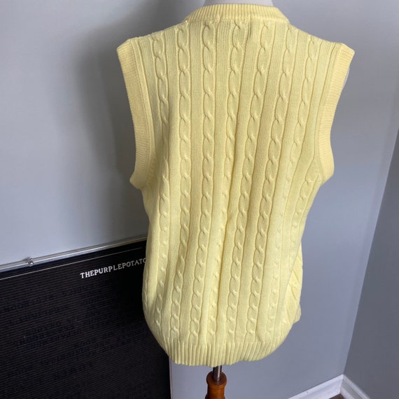 Vintage Sears Butter Yellow Cable Knit Sweater Ve… - image 3