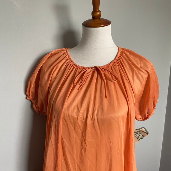 Vintage 1960s Deadstock Orange Nylon Nightgown OS - image 6