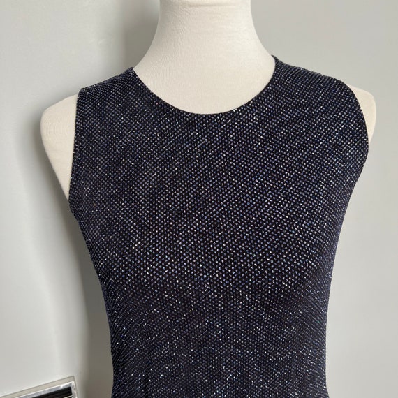 Vintage 90s/ Y2K Scooter Tops Navy Blue Sparkle S… - image 2