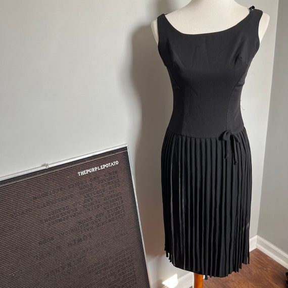 Vintage 1960s Black Fringe Wiggle Formal Dress - image 1
