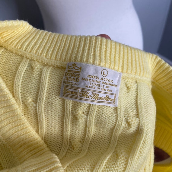 Vintage Sears Butter Yellow Cable Knit Sweater Ve… - image 2