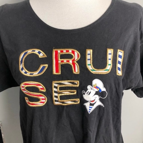 Vintage 1990's Black Disney Cruise Line Mickey Top - image 2