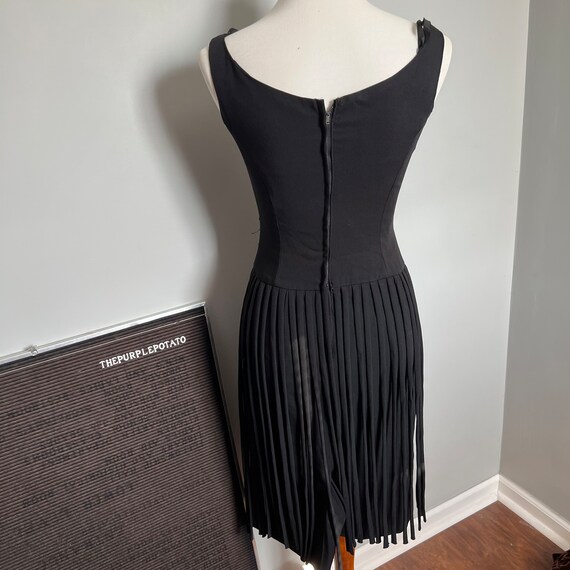 Vintage 1960s Black Fringe Wiggle Formal Dress - image 5