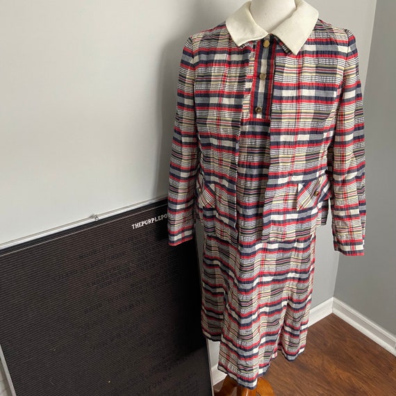 Vintage 1960’s Plaid Collared Dress & Jacket Set - image 1