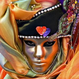 Golden Mask - Incognito - Venice Carnival Fantasy Dream - Venetian Masquerade Mardi Gras Artwork - Fine Art Print Wall Decor