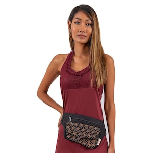 Festival hip bag utility pocket belt burning man festival fashion man bag shoulder sling sacred geometry flower of life print cotton UB1F