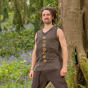 Mens Chakra Print Yoga Tank Top: Spiritual Festival Singlet