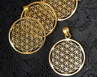 Pendientes de Latón Tribal India Hippy GOA PSY Mandala semilla geometría sagrada de la vida