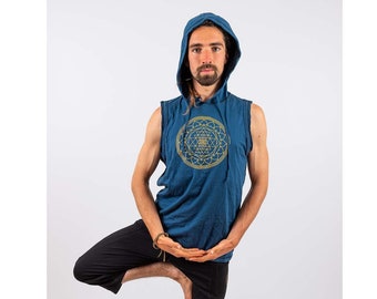 Männer Kapuzen-Tanktop: Heilige Geometrie, goldene Blume des Lebens